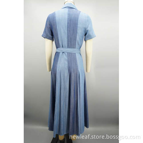 ladies belted shirt denim dress